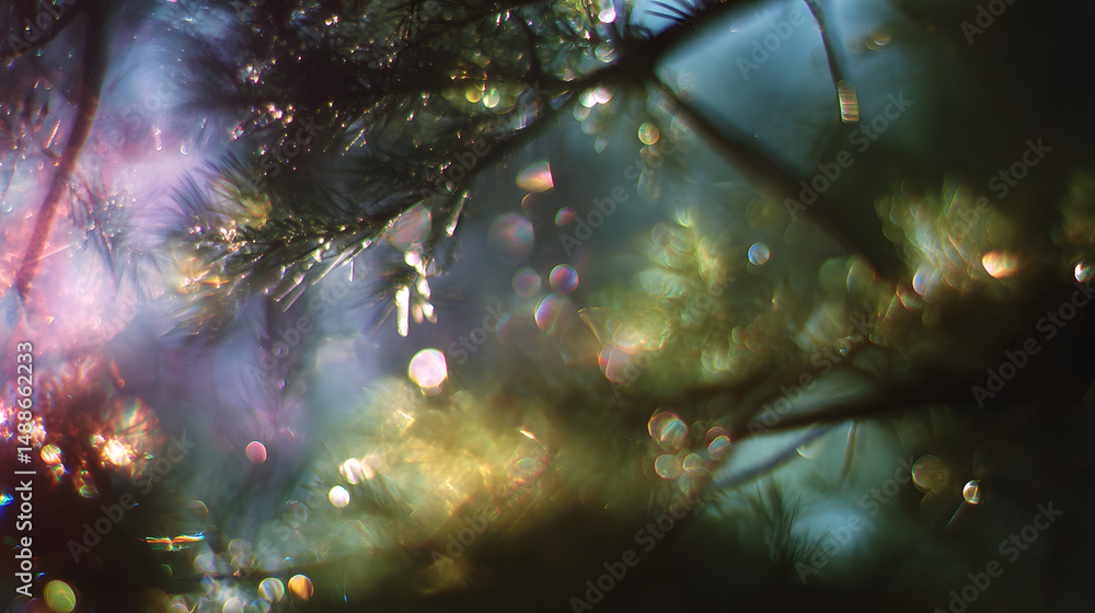 Poster abstract light whispers: a mesmerizing abstract composition where light dances and shimmers, weaving