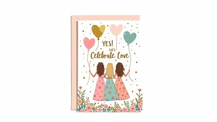 Bridal Shower Celebration with Bridesmaids – Elegant Wedding Party Illustration

