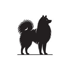 Elegant Finnish Spitz Dog Silhouette Vector Design Featuring the Distinct Foxlike Appearance, Pointed Ears, Curled Tail, and Proud Stance – Ideal for Prints, Logos, Stickers, and Pet Art.
