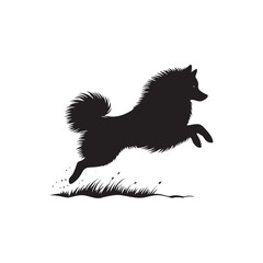 Elegant Finnish Spitz Dog Silhouette Vector Design Featuring the Distinct Foxlike Appearance, Pointed Ears, Curled Tail, and Proud Stance – Ideal for Prints, Logos, Stickers, and Pet Art.
