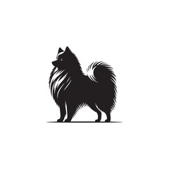 Elegant Finnish Spitz Dog Silhouette Vector Design Featuring the Distinct Foxlike Appearance, Pointed Ears, Curled Tail, and Proud Stance – Ideal for Prints, Logos, Stickers, and Pet Art.
