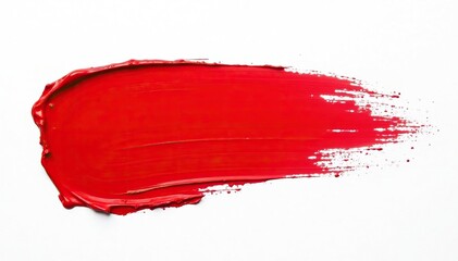 Striking red brush stroke against stark white canvas, vibrant, stroke