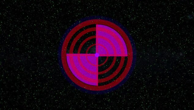 Animated radar icon animation on cc star  bust background. Radar point to detect enemy position. Abstract HUD  radar icon. 