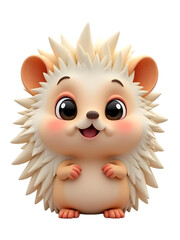 Fototapeta premium Adorable 3D Hedgehog Cute Cartoon Character Wallpaper isolated on transparent background