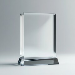 Empty acrylic award design mockup, blank glass trophy mockup, Template for a transparent crystal prize plate.