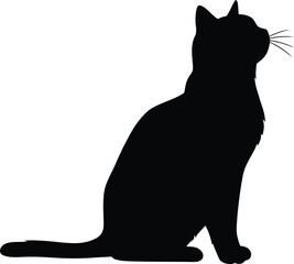 black cat silhouette,simple black and white illustration,minimalist feline portrait,high contrast cat figure,clean vector graphic design,elegant black cat shape,graphic cat icon,monochrome pet portra
