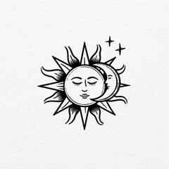 Fototapeta premium Sun and moon simple icon