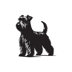 Glen of Imaal Terrier dog silhouette, sturdy and compact Irish breed vector, rugged terrier outline, loyal and brave canine profile, traditional hunting dog graphic, bold pet design.
