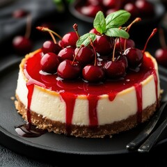 Close-up of cherry cheesecake
