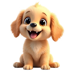 Adorable Golden Puppy Cute 3D Dog isolated on transparent background