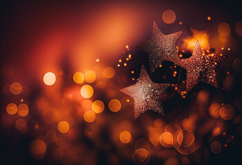 Glimmering stars against a warm, festive background