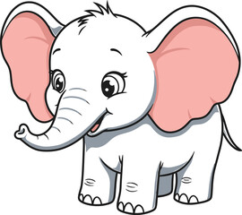 Cute Baby Elephant Cartoon – Adorable Animal Character Illustration

