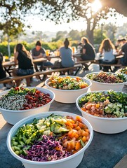 Colorful Vegetarian Bowls at Outdoor Food Truck