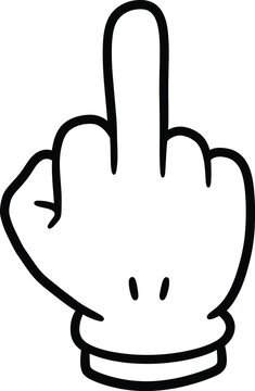 Naklejki Cartoon Gloved Middle Finger – Funny and Bold Hand Gesture Icon  