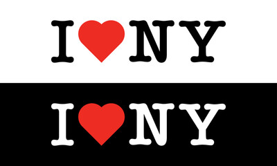 I Love NY Red Heart Vector SVG – Black White Retro Text Lettering, Printable Horizontal Sublimation Vector Design for Clothing Stickers Banners 