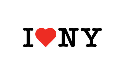 I Love NY Black Text with Red Heart Vector SVG – Editable Graphic for Shirts, Stickers & DIY Crafts
