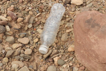 A plastic bottle lying on the ground, Plastic pollution, Plastic environmental impact