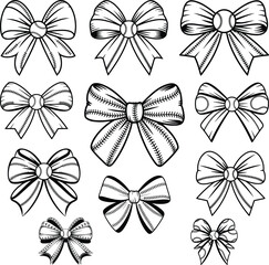 Retro Softball coquette Bow, baseball