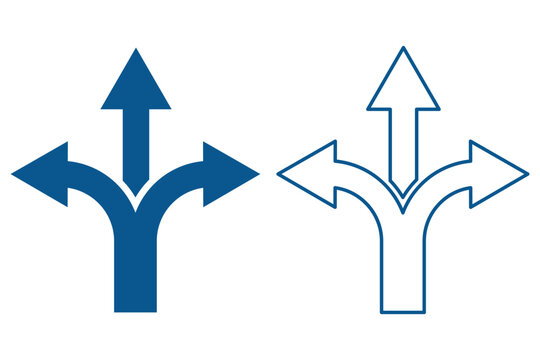 Road traffic direction arrows flat set. You-turn, left, right, two way, three way transportation direction arrow symbol. Fork sign, Way pointer symbol. Turn arrow navigation sign. Traffic route.eps10 