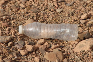 A plastic bottle lying on the ground, Plastic pollution, Plastic environmental impact