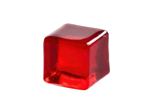 Vibrant Red Gelatin Cube A Close-Up Macro Shot of a Shiny, Translucent Jelly Cube - Powered by Adobe