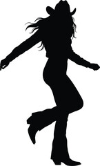 dancing woman silhouette, dynamic movement, long flowing hair, detailed dramatic poses, high contrast lighting, motion blur, dramatic cinematic style
