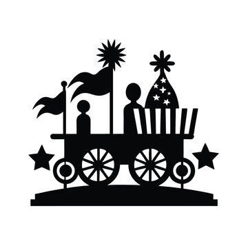 Parade Float with People and Decorations Silhouette.
