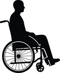 Obraz premium Person In Wheelchair Silhouette Minimalist Black And White High Contrast Simple Geometric Shapes Clean Lines Negative Space