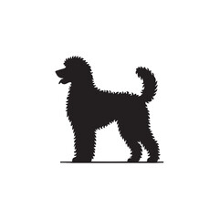 Elegant Goldendoodle Dog Silhouette Captures the Playful Spirit, Friendly Nature, and Iconic Curly Coat of This Beloved Hybrid Breed in a Striking and Timeless Black Vector Design.
