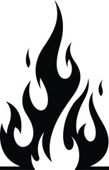 stylized black flame, abstract fire illustration, minimalist fire element design, silhouette of abstract fire, vector art of fiery shapes
