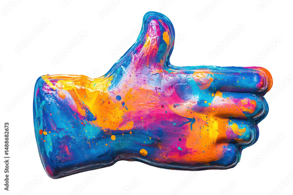 Poster creative thumbs up symbol with fiery texture exploding from a solid foundation, ideal for graphic de