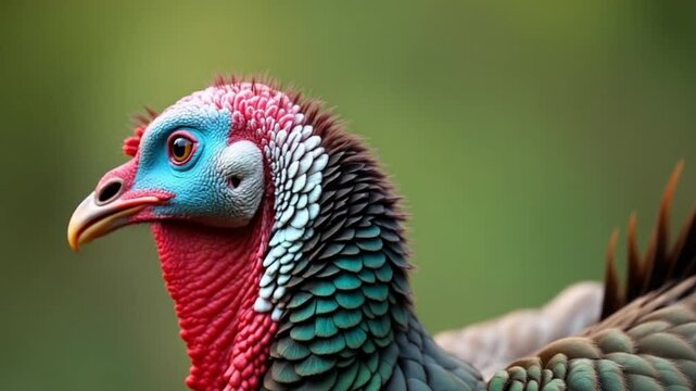 Colorful Turkey Close-Up in Nature