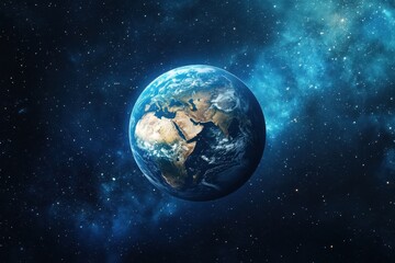 Obraz premium Earth viewed from space with vibrant colors and cosmic background creating a stunning visual experience, earth in space seamless ing Photo background