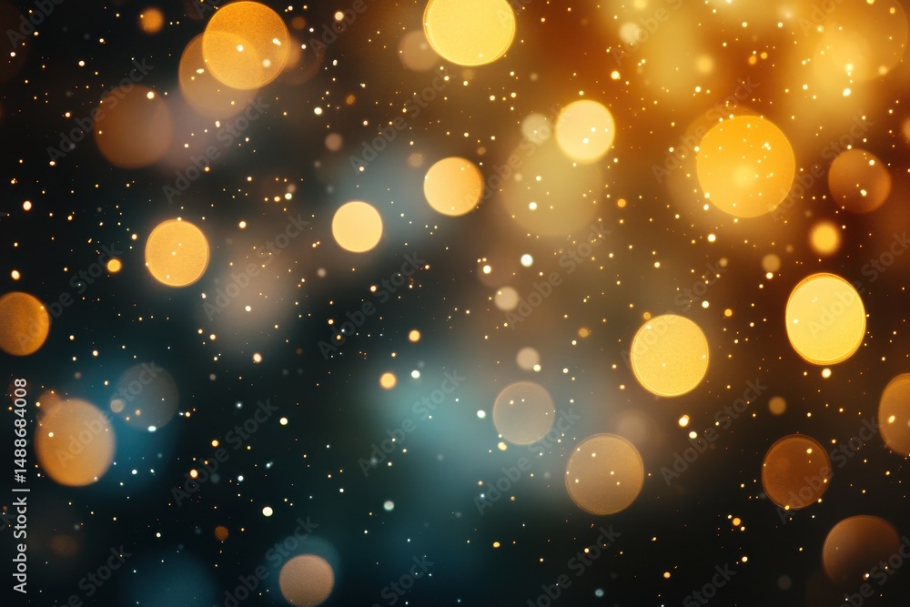 Poster glowing bokeh lights with sparkles creating a festive atmosphere for celebrations and events, glowin