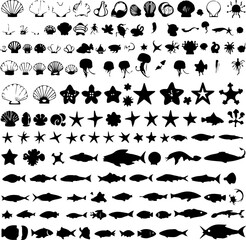 Summer Day Element and Tropical Island Scene – Hibiscus Flowers & Palm Tree Line Art