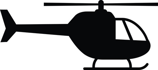 Black Helicopter Silhouette – Isolated Aircraft Illustration on White Background

