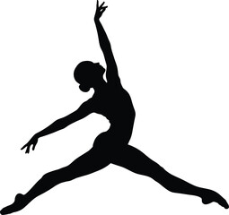 Fototapeta premium Silhouette of a Graceful Dancer in Mid-Leap – Ballet or Contemporary Dance Illustration
