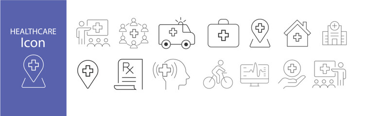 Medical icons set. Healthcare and medicine. Medical Insurance. Medicine and Healthcare Icons 