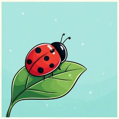 Fototapeta premium cartoon ladybug on leaf