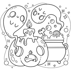 Hand drawn coloring book illustration	
