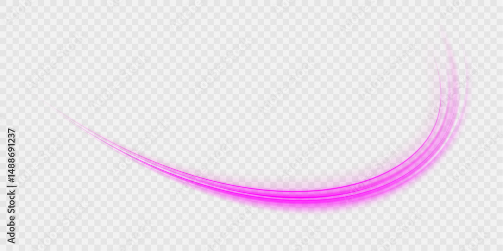 Poster abstract neon rays of light on a transparent background in png format. purple speeds on the expressw