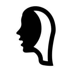 Abstract representation of a human head in profile with minimalist design