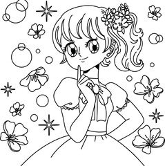 Hand drawn coloring book illustration	
