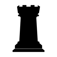 Detailed illustration of a chess rook piece silhouette on a white background