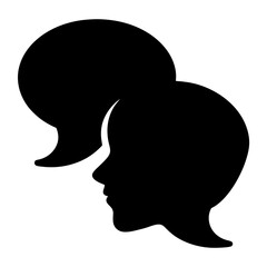 Silhouette of a Person with Two Speech Bubbles, Conceptual Communication
