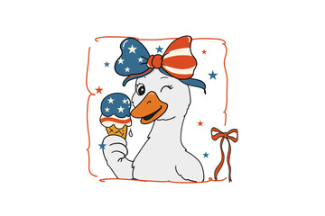 Ice Cream Loving Goose – 4th of July Sublimation Design