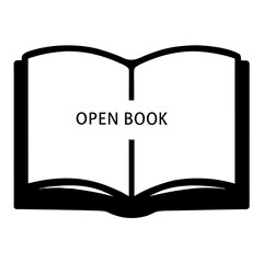 Black and white open book illustration perfect for literacy promotion