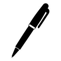 A sleek black pen with cap in minimalist vector design illustration