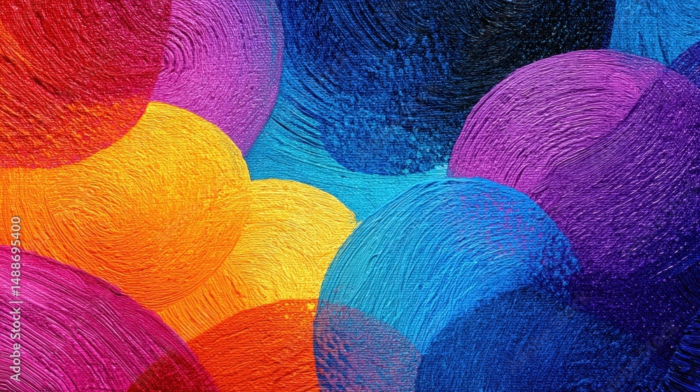 Poster vibrant abstract painting colorful circles texture background bold strokes of paint create a dynamic
