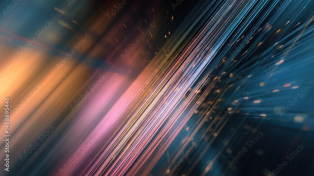 Poster abstract background with dynamic diagonal lines and glowing particles perfect for technology or futu